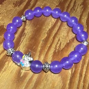 Real purple quartz crystal unicorn bracelet